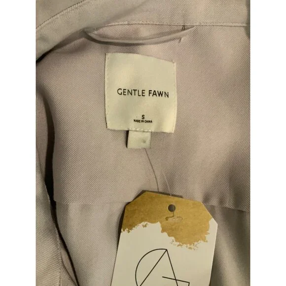 Gentle Fawn Gray Double Breasted Belted Long Trench Coat, Size S - Picture 10 of 10